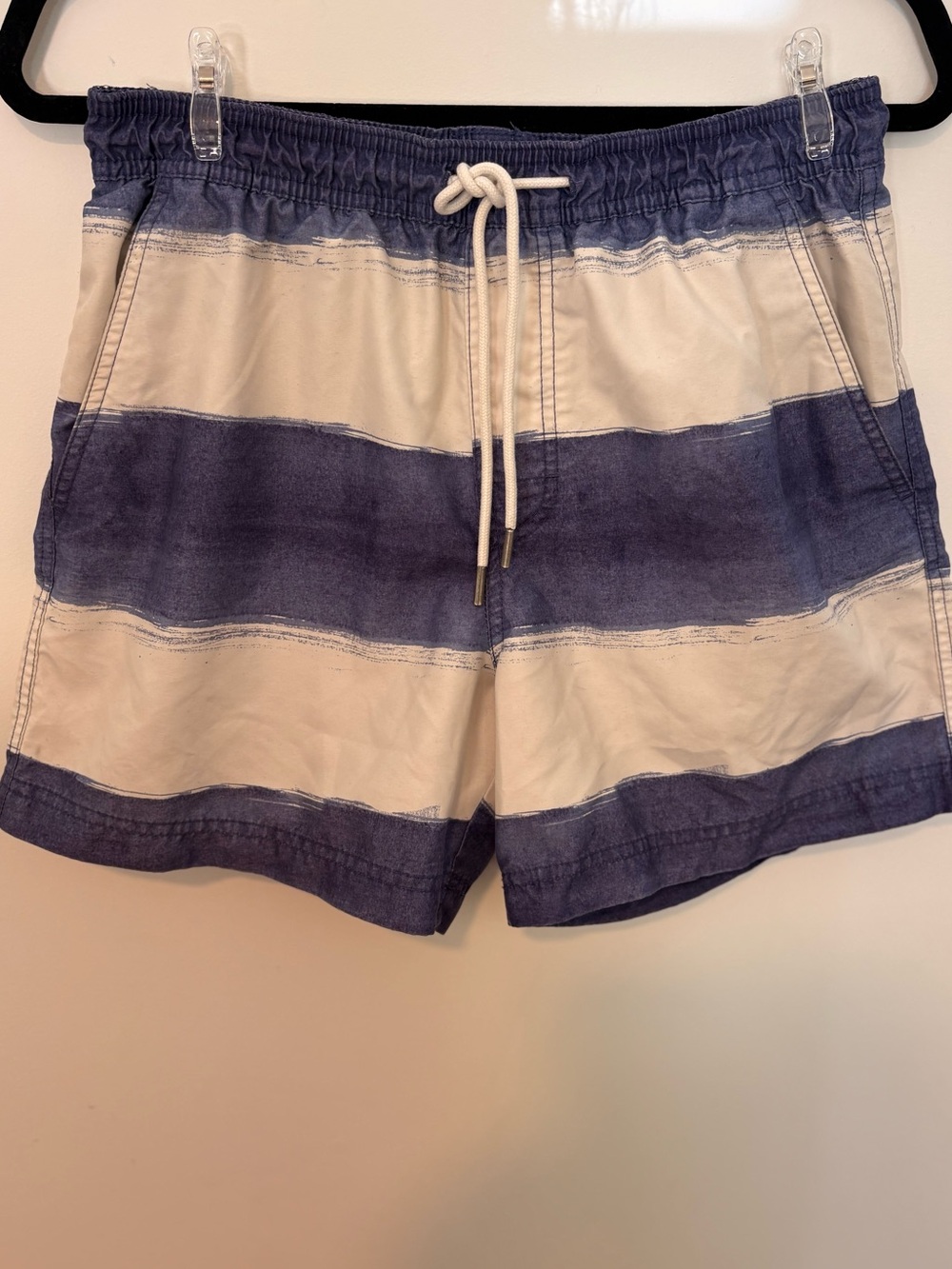 American Eagle Outfitters Blue and White Striped Swim Trunks